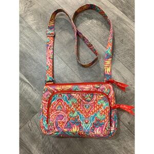 Vera Bradley Mini Hipster Crossbody Purse Paisley Quilted Bag Tutti Frutti Pink